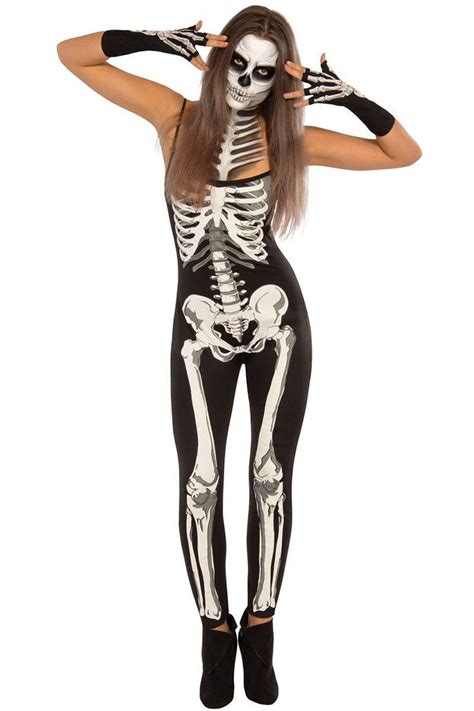 Womens Black Halloween Skeleton Print Jumpsuit Fancy Dress Costume Pin on Fashion Cognoscente